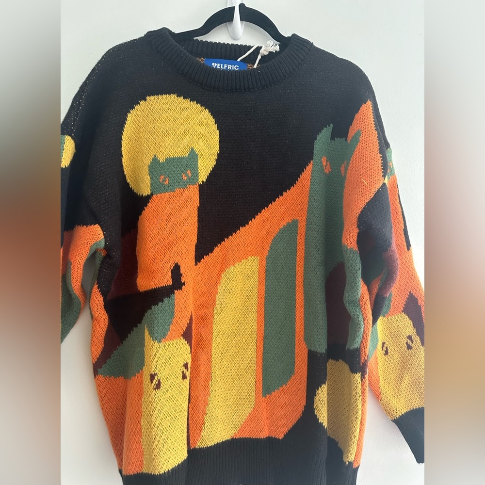 Aelfric Eden Graphic Sweaters Color Blocking Vintage Oversized  Knit Pullover - Picture 4 of 8